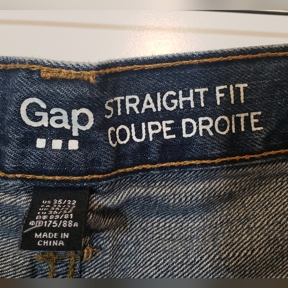 Gap Mens Straight Fit Hi Rise Jeans Size 35 x 32 100% Cotton Whiskering - Picture 12 of 12